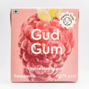 Gud Gum Natural Chewing Gum Raspberry Flavor