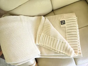 Aizome Regenerative Organic Cotton Knitted Blanket by I'm Plastic Free - Non Toxic Blankets