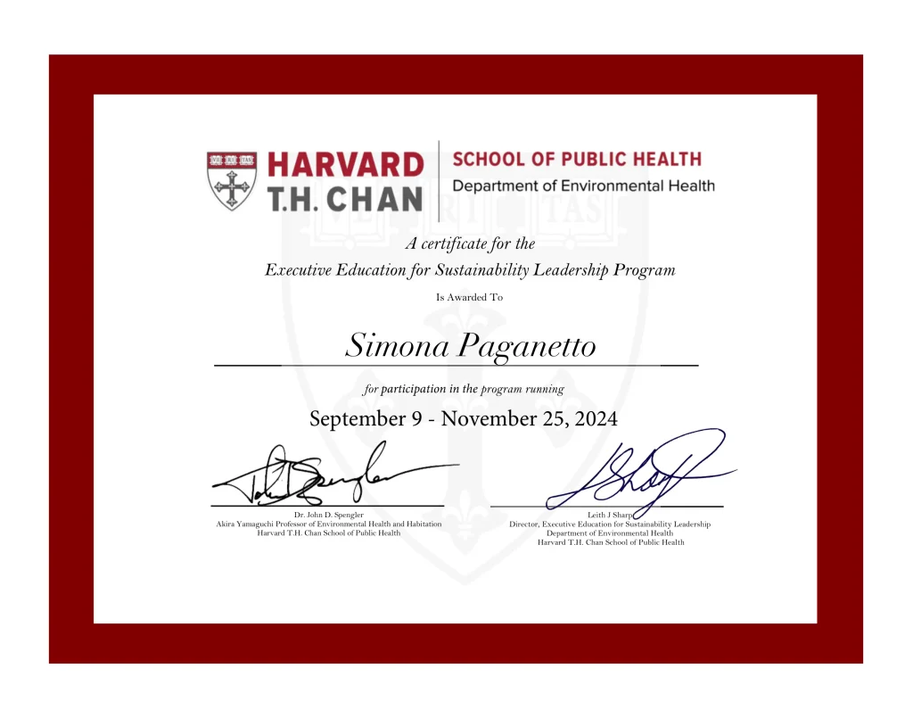 Simona Paganetto Harvard T.H. Chan Certificate EESL2024