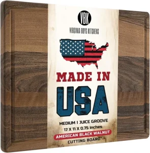 Made in USA Black Walnut Wood Cutting Board by Virginia Boys Kitchens