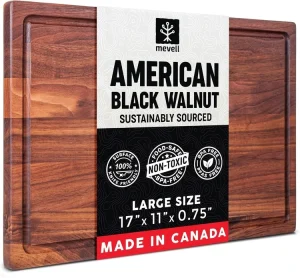 Mevell American Black Walnut Wood Cutting Board for Kitchen 