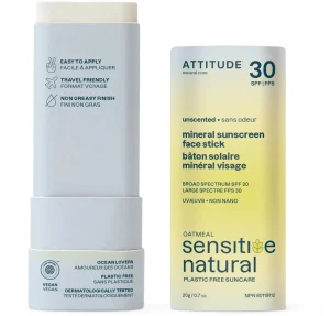 ATTITUDE Plastic-free Suncare Sensitive Sunscreen Face Stick SPF 30